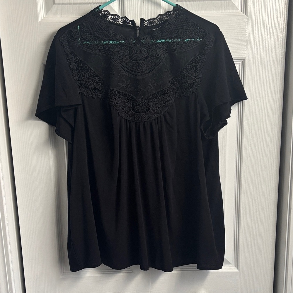Torrid Black Lace Detail Blouse